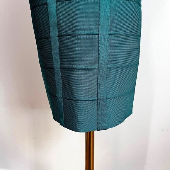 NWT HERVÉ LEGER EMERALD GREEN BANDAGE HIGH RISE PENCIL SKIRT - XS - Picture 7 of 15